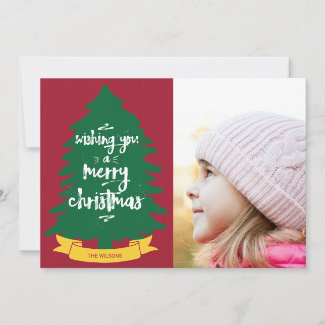 Wishing You a Merry Christmas Tree Photo Card (Front)