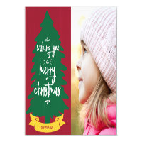 Wishing You a Merry Christmas Tree Photo Magnetic Card