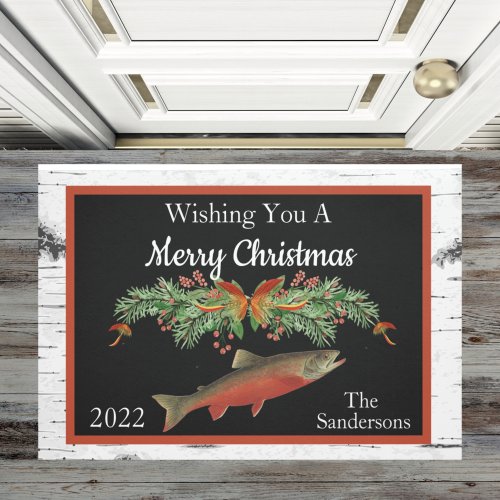 Wishing You a Merry Christmas Trout Fishing  Doormat