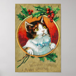 Wishing you a Merry Christmas vintage art work Poster
