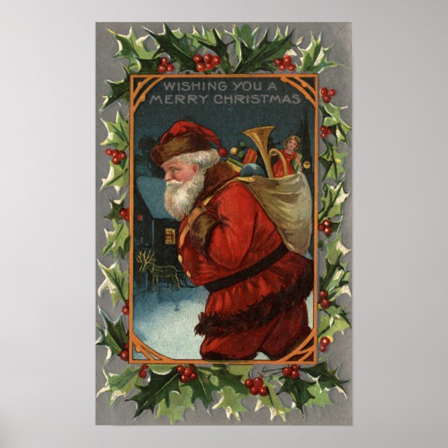 Wishing You a Merry ChristmasSanta Marching Poster (Front)