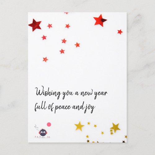 Wishing you a new year full of peace and joy postcard