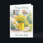 Wishing you a Peaceful Birthday Grandma   Card<br><div class="desc">A pretty birthday card for Grandma. A lovely illustration of yellow flowers in a yellow watering can. Wishing you a peaceful birthday.</div>