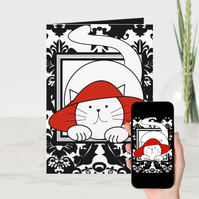 Wishing You a Purrfectly Delightful BD Red Hat Cat Card  Zazzle