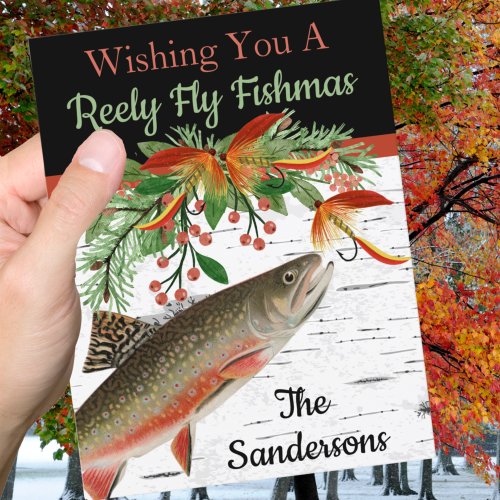 Wishing You a Reely Fly Fishmas Flat Holiday Card