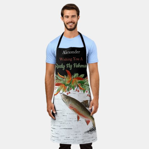 Wishing You a Reely Fly Fishmas Trout Christmas Apron