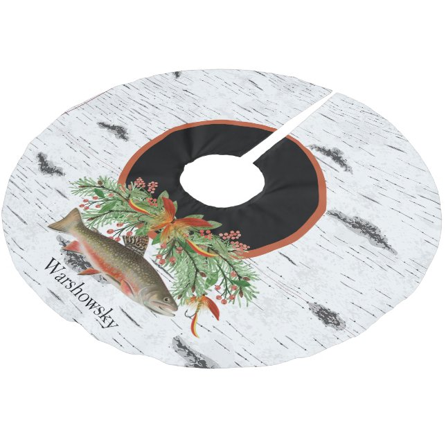 Wishing You a Reely Fly Fishmas, Trout Christmas  Brushed Polyester Tree Skirt (Angled)