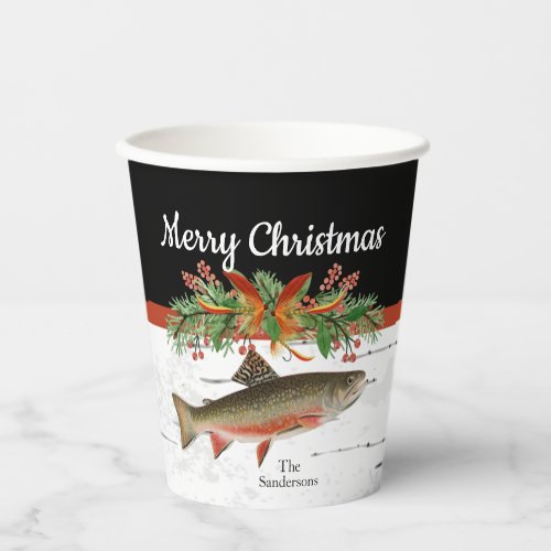 Wishing You a Reely Fly Fishmas Trout Christmas   Paper Cups