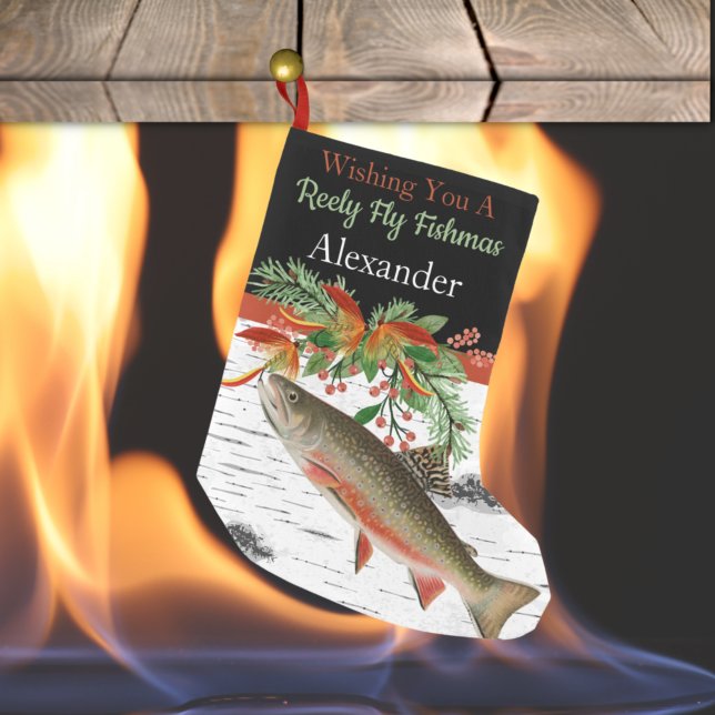 Wishing You a Reely Fly Fishmas, Trout Small Chris Christmas Stocking (Creator Uploaded)