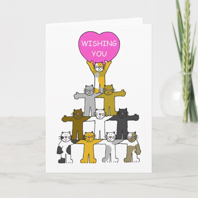 Wishing you a Speedy Recovery Cartoon Cats Card (Front)