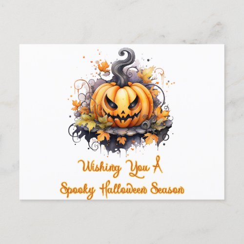 Wishing You A Spooky Halloween Season Halloween Holiday Postcard