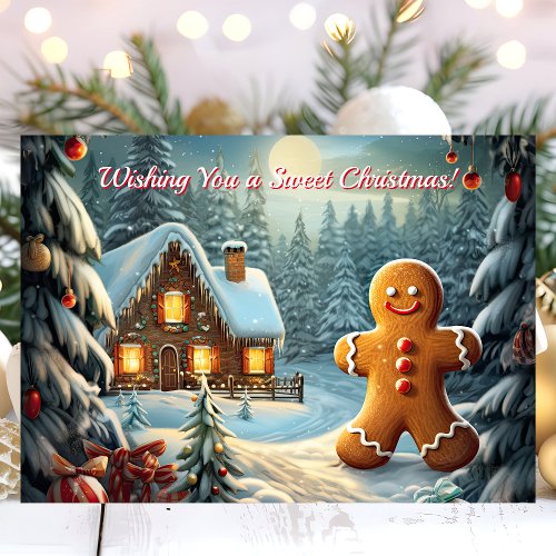 Wishing You A Sweet Christmas Gingerbread Holiday Card