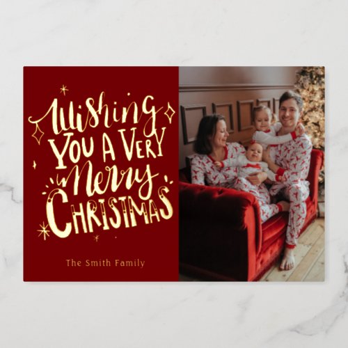 Wishing you a Very Merry Christmas Foil Holiday Card