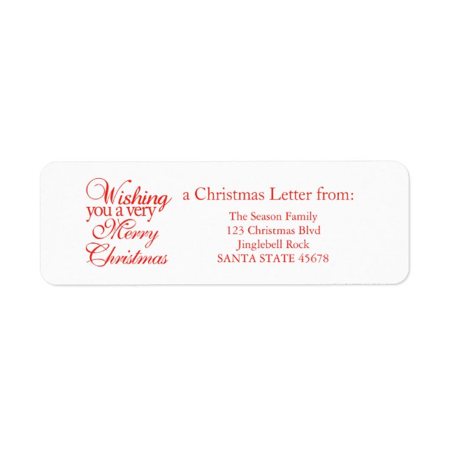 Wishing you a very merry Christmas! Label (Front)