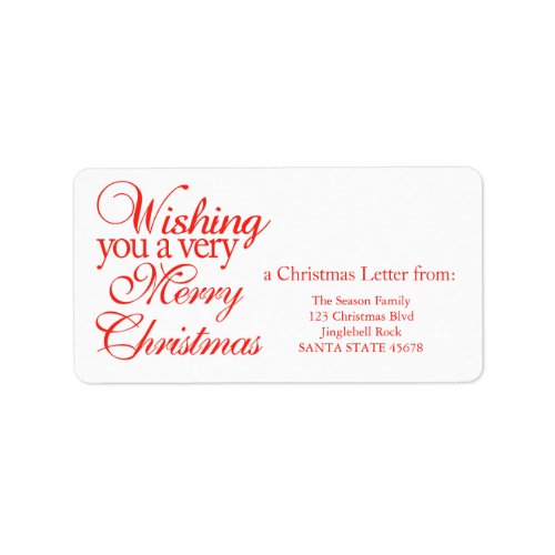 Wishing you a very merry Christmas Label
