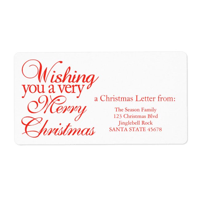 Wishing you a very merry Christmas! Label (Front)