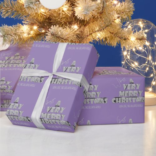 Wishing you A Very Merry Christmas Lavender Wrapping Paper