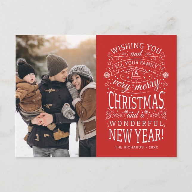 Wishing you a Very Merry Christmas Photo Postcard (Front)