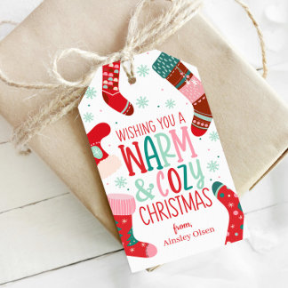 Wishing You a Warm & Cozy Christmas Socks Gift Tag