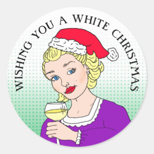 Wishing you a White Christmas Funny Holiday Classic Round Sticker