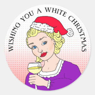 Wishing you a White Christmas Funny Holiday Classic Round Sticker