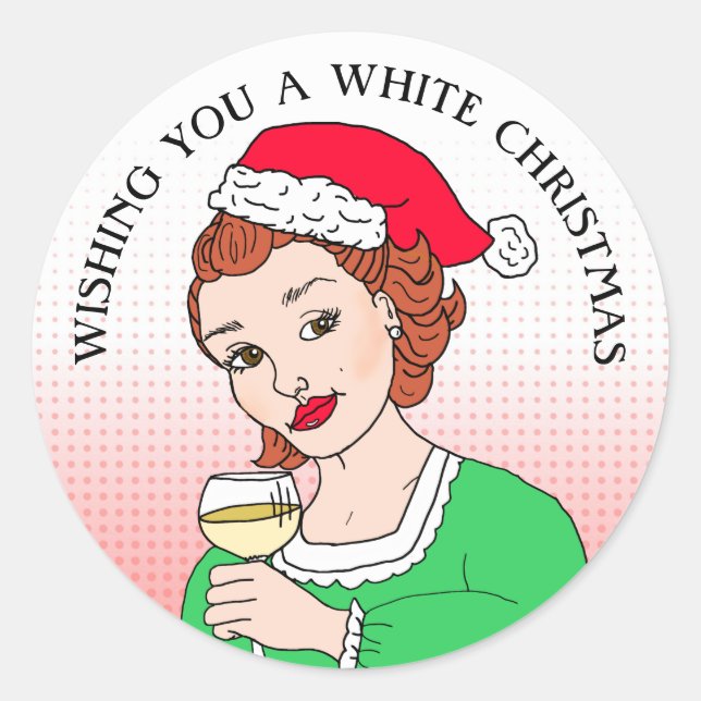 Wishing you a White Christmas Humor Holiday Classic Round Sticker (Front)