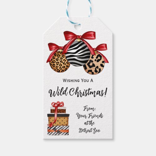 Wishing You a Wild Christmas Cheetah Zebra print Gift Tags