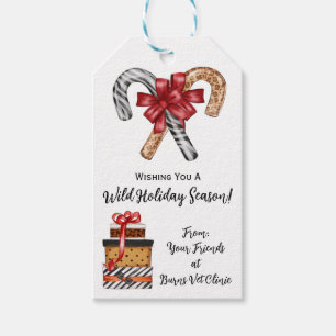 Wishing You a Wild Holiday, Cheetah, Zebra print Gift Tags