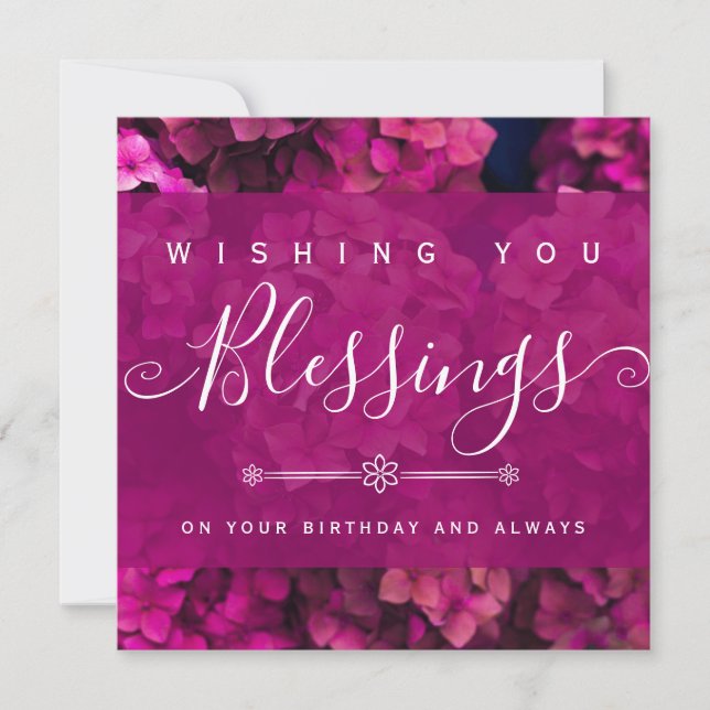 Wishing You Blessings On Your Birthday with Flower Card (Front)