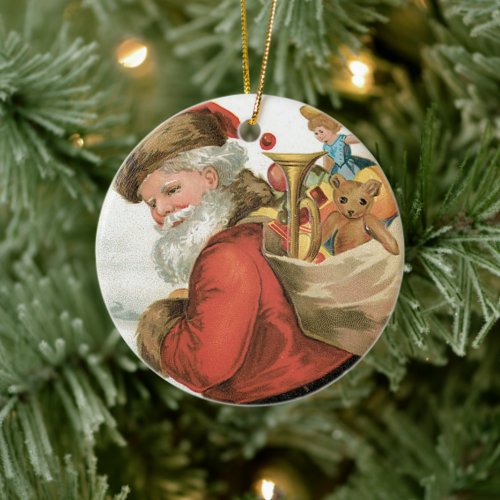 Wishing You Christmas Cheer by Ellen Clapsaddle Ceramic Ornament