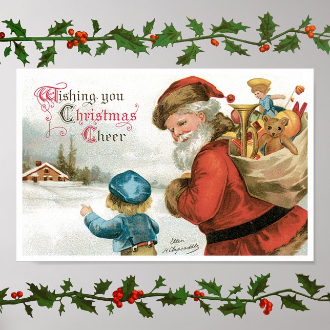 Wishing You Christmas Cheer by Ellen Clapsaddle Poster (Creator Uploaded)