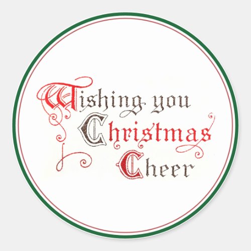 Wishing You Christmas Cheer Vintage Illuminated Classic Round Sticker