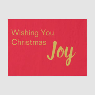 Wishing You Christmas Joy Bright Red Gold Text Tissue Paper