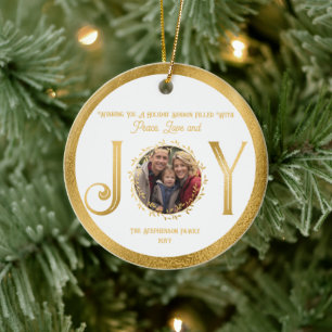 Wishing You Holiday Season Peace Love and Joy Ceramic Ornament