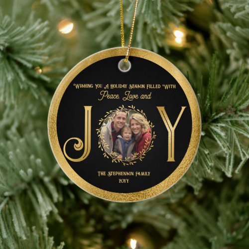 Wishing You Holiday Season Peace Love and Joy Ceramic Ornament