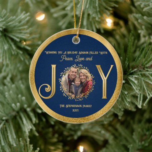 Wishing You Holiday Season Peace Love and Joy Ceramic Ornament