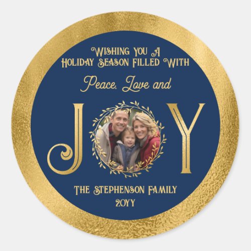 Wishing You Holiday Season Peace Love and Joy Classic Round Sticker