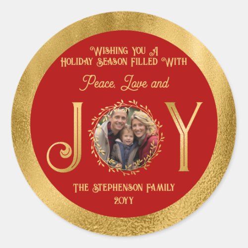 Wishing You Holiday Season Peace Love and Joy Classic Round Sticker