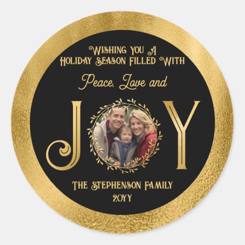 Wishing You Holiday Season Peace Love and Joy Classic Round Sticker