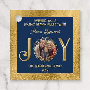 Wishing You Holiday Season Peace Love and Joy Gift Favor Tags