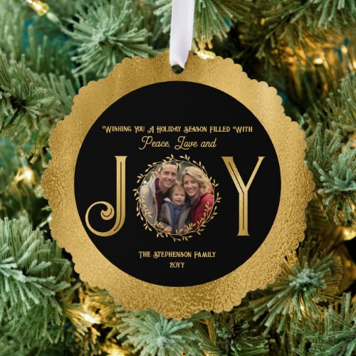 Wishing You Holiday Season Peace Love and Joy Ornament Card