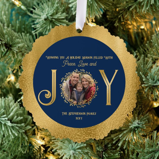 Wishing You Holiday Season Peace Love and Joy Ornament Card (Insitu (Tree))