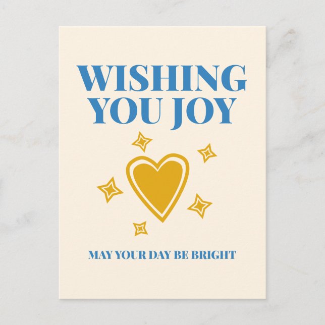 Wishing You Joy Heartfelt Typography Postcard (Front)