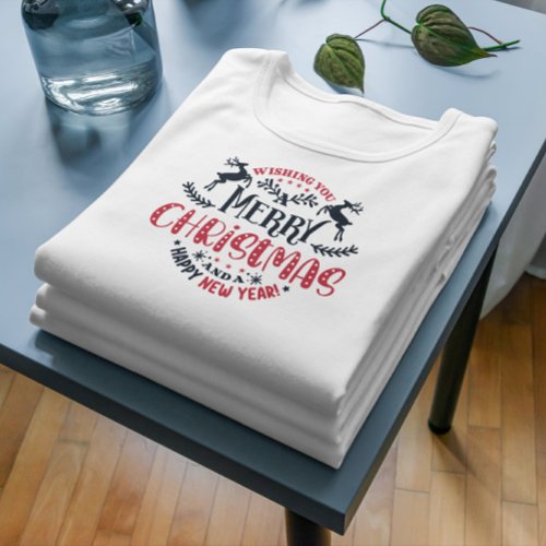 Wishing You Merry Christmas Retro Typography T_Shirt