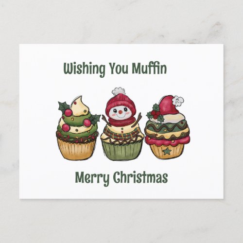 wishing you muffin Merry Christmas Holiday Postcard