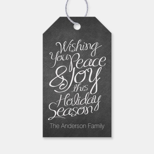 Wishing You Peace & Joy This Christmas Chalkboard Gift Tags