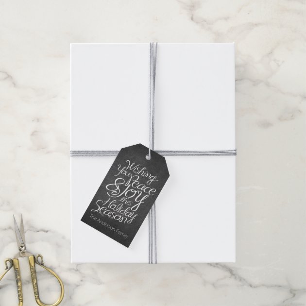 Wishing You Peace & Joy This Christmas Chalkboard Gift Tags