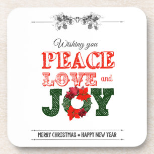 Wishing you peace love and Joy Beverage Coaster