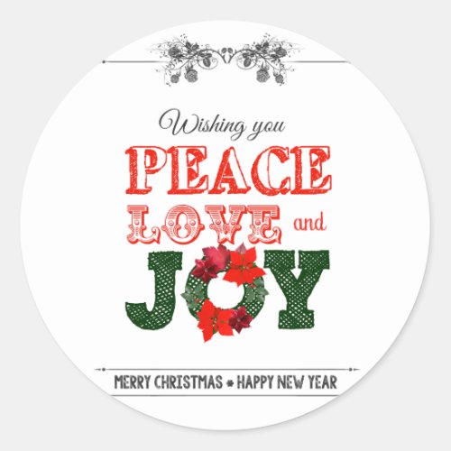 Wishing you peace love and Joy Classic Round Sticker