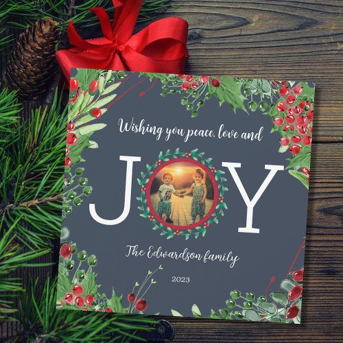 Wishing you Peace Love Joy photo Christmas card